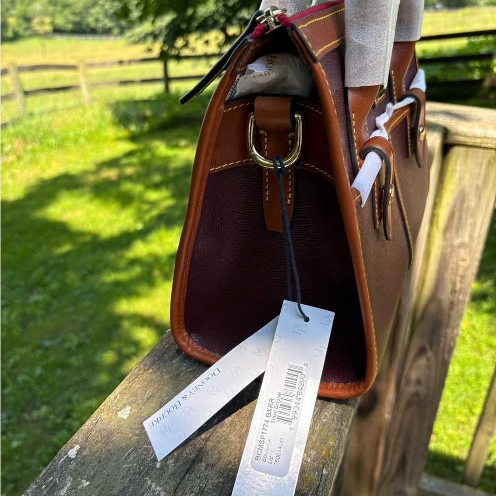 Dooney & Bourke Small Bordeaux Burgundy/Brown Leather Satchel NWT - Picture 4 of 7
